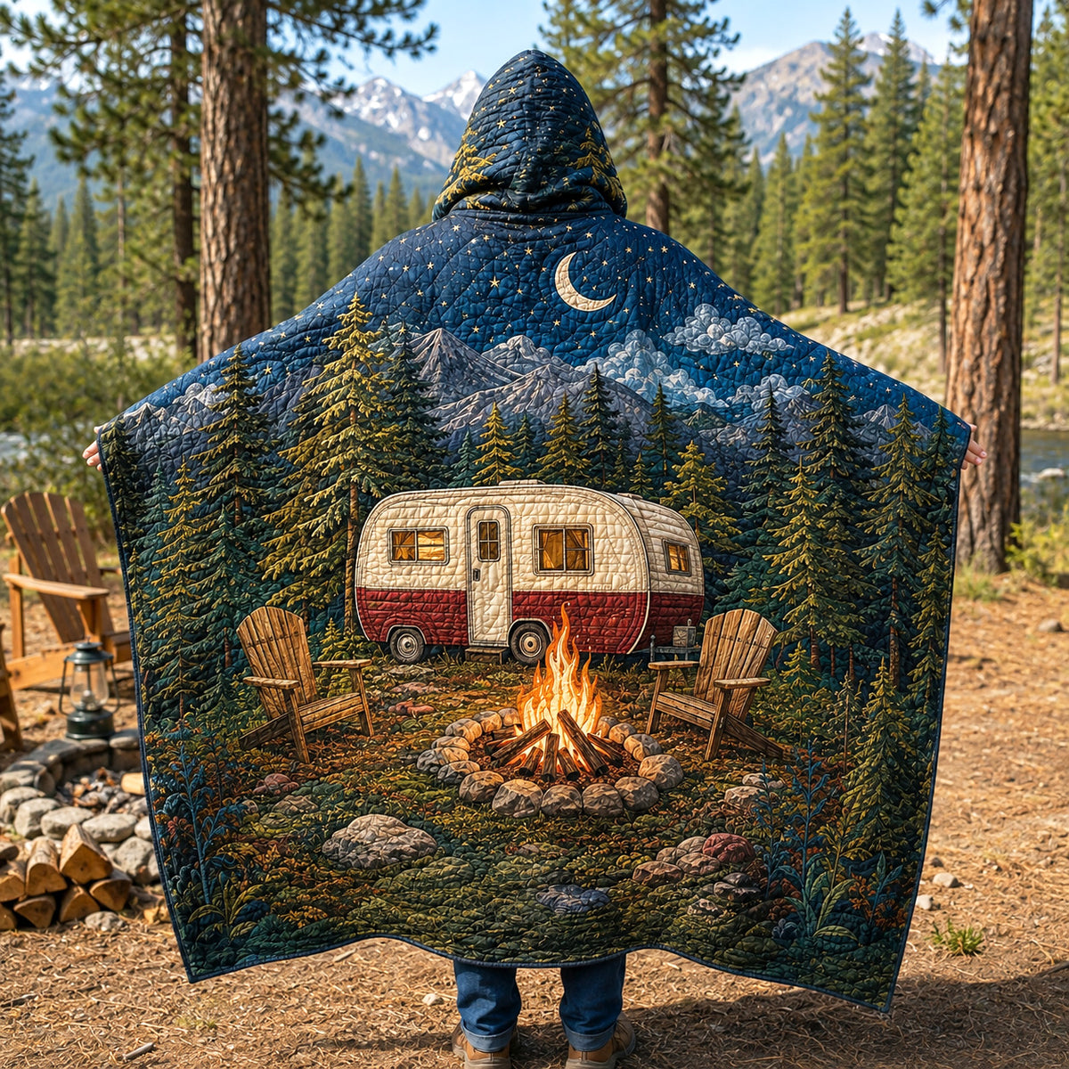 Wilderness Haven Quilted Hooded Blanket TZL0TV028