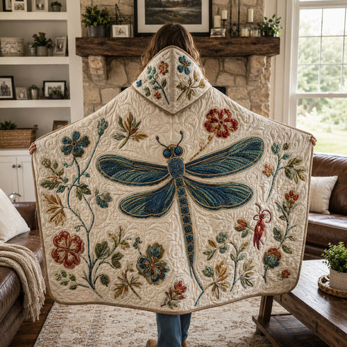 Wildflower Dragonfly Quilted Hooded Blanket TZL0PT0142
