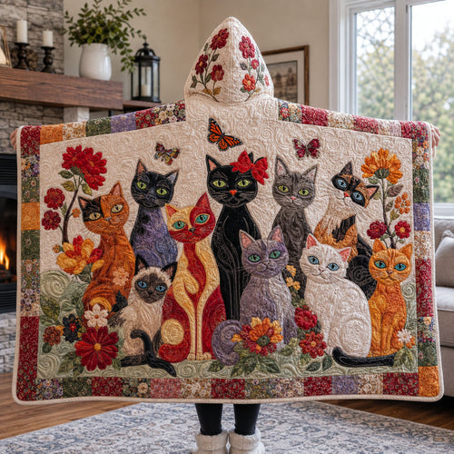 Wildflower Whisker Society Quilted Hooded Blanket TZL0PT0167