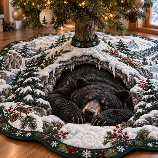 Winter Bear Den Custom Shape Christmas Quilted Tree Skirt TZL0TV103