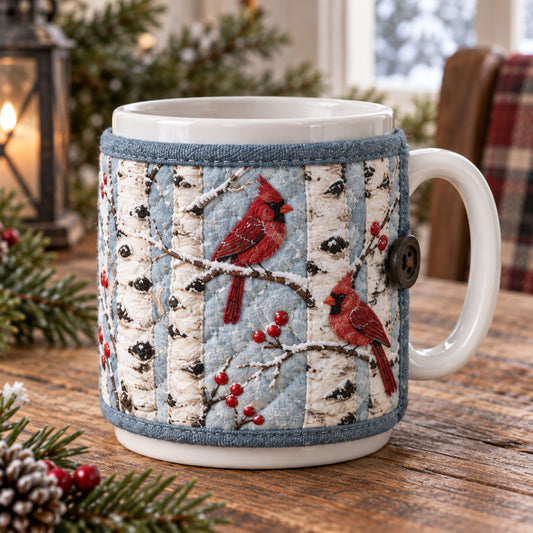 Winter Birch Cardinals Quilted Mug Sleeve TZL0PT0534