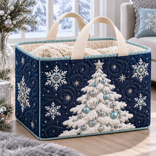 Winter Evergreen Quilted Storage Basket TZL0TD136