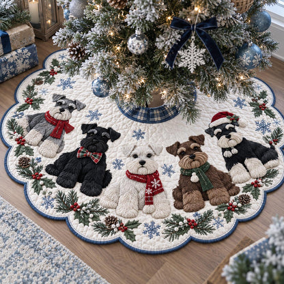 Winter Puppy Wonderland Custom Shape Christmas Quilted Tree Skirt TZL0DV119