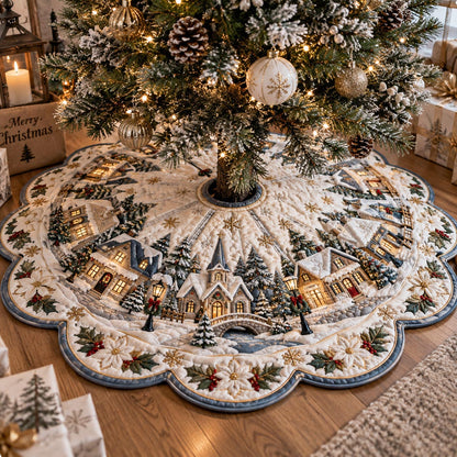 Winter Village Glow Custom Shape Christmas Quilted Tree Skirt TZL0DV177