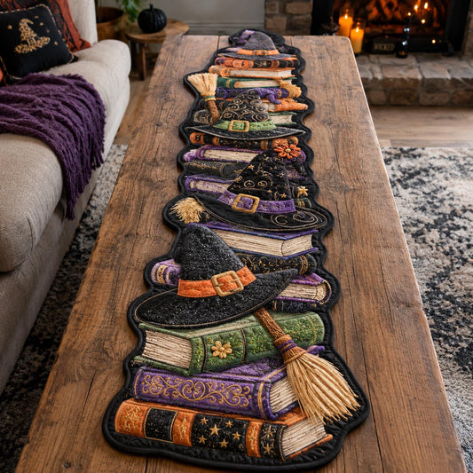 Witches Bookshelf Custom Shape Quilted Table Runner SN0DV131