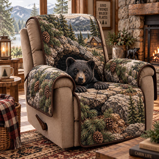 Woodland Bear Cabin Quilted Sofa Cover TZL0DV354