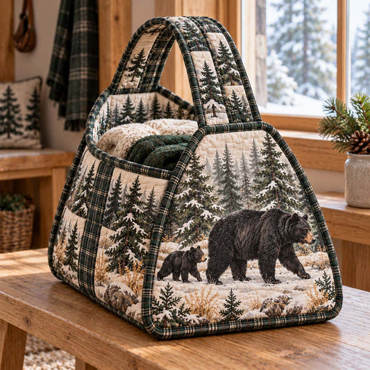 Woodland Bear Quilted Carry Basket TZL0HH0157