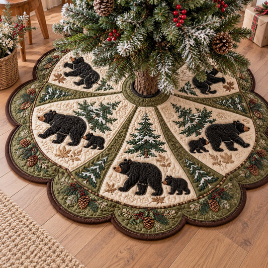Woodland Cubs Custom Shape Christmas Quilted Tree Skirt TZL0TD465