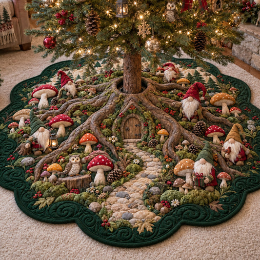 Woodland Haven Custom Shape Christmas Quilted Tree Skirt TZL0TV058