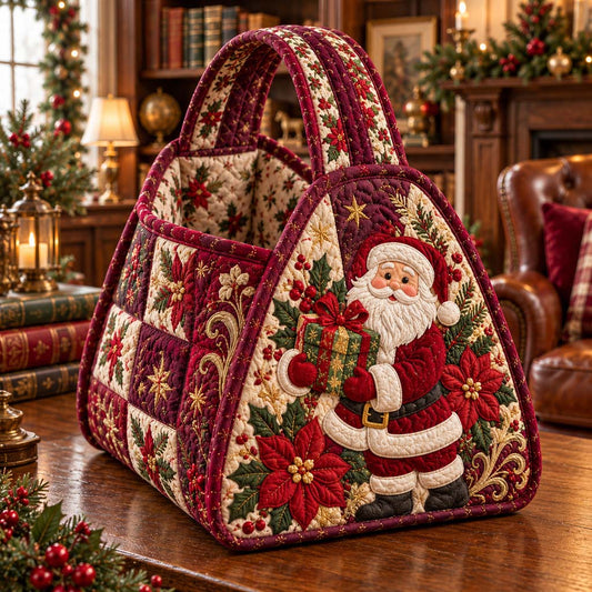Yuletide Santa Claus Quilted Carry Basket TZL0HH0088