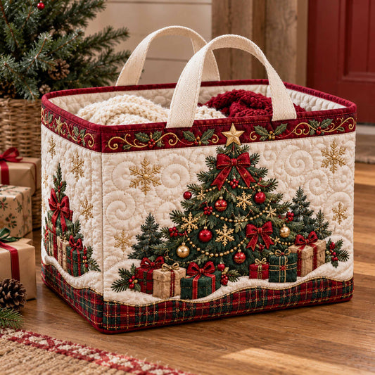 Yuletide Tree Quilted Storage Basket TZL0TD139