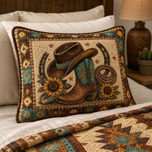 Golden Rodeo Quilted Bedding Pillow Case NCU0QD029