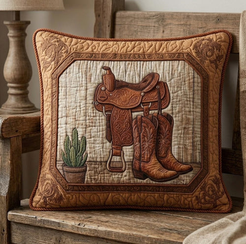 Cowboy Boots Ranch Quilted Pillow Case NCU0QD015