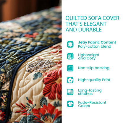 Midnight Blue Magnolia Quilted Sofa Cover TZL0DV520